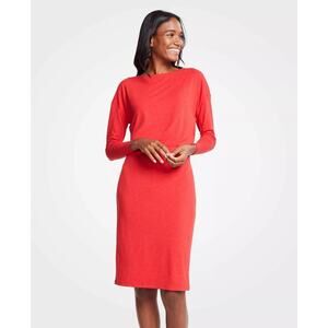 NWT Ann Taylor Shirred Sheath Dress sz 16 Cherry Red Rayon Wool Blend Lined Soft